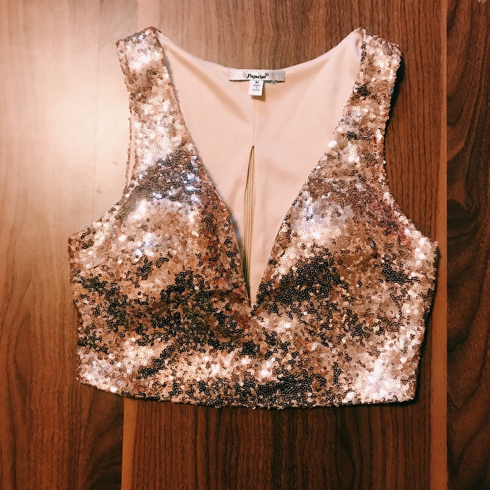 Gold Sequin Crop Top